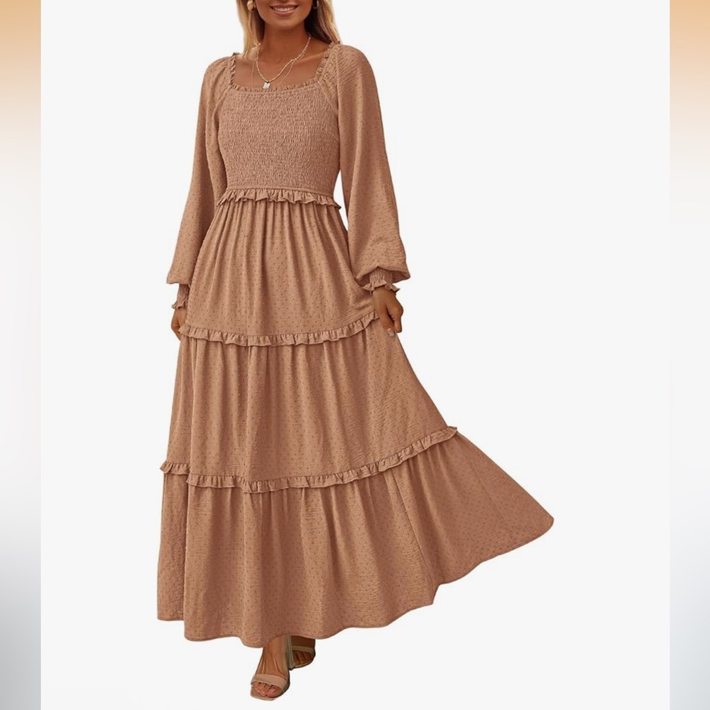 Pretty garden khaki Maxi Dress with pockets - Picture 3 of 7